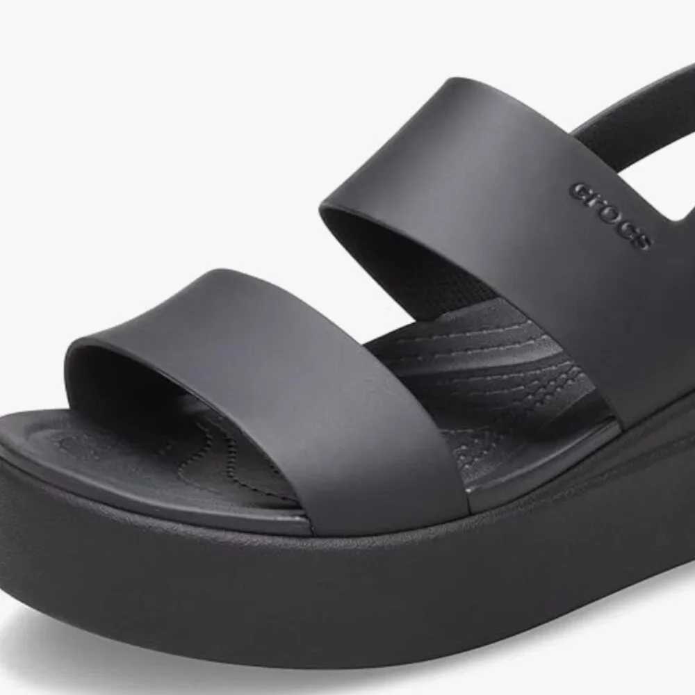 CROCS Black Platform Sandals Size 8